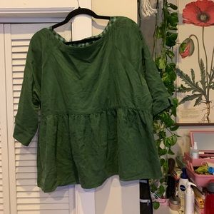 Maeve/Anthro green corduroy button back top